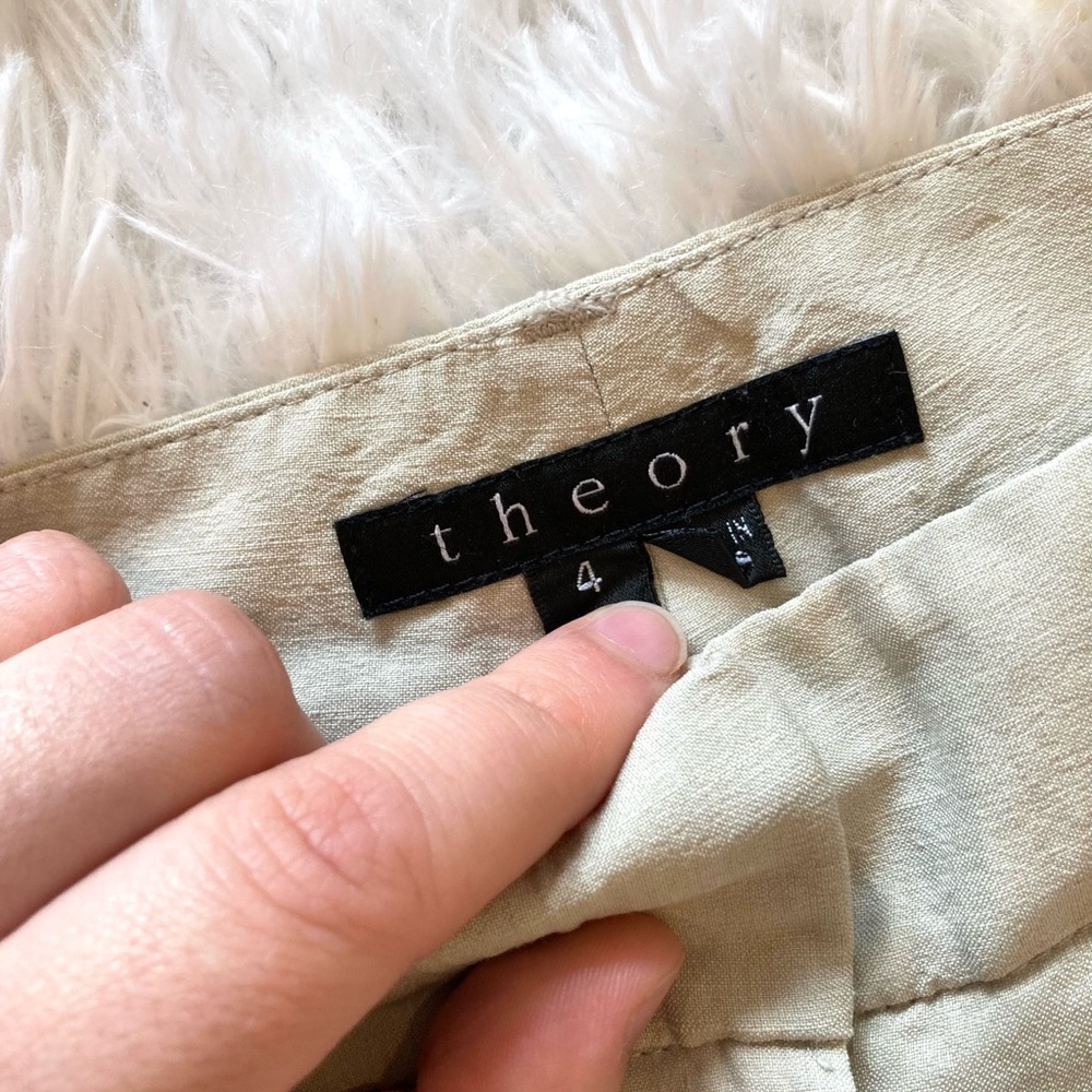 Theory Beige Cream Linen Wide Leg Pants - Picture 3 of 5